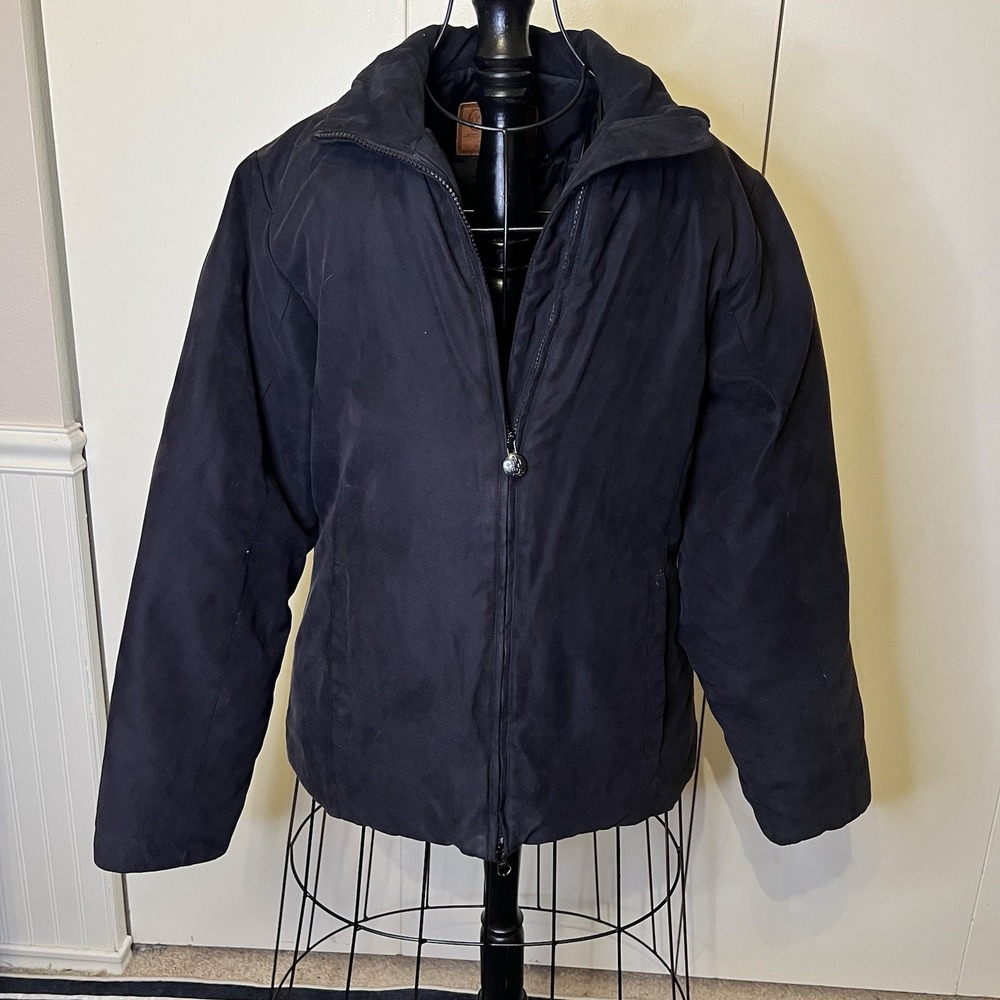 Outback Trading Company Jacket Womens Medium Down‎ Faux Black Suede Puffer Coat